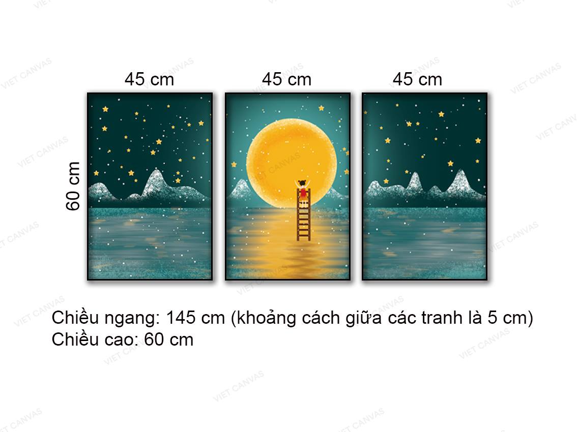 Bộ 3 Tranh Ánh Trăng Trẻ Thơ - NT777