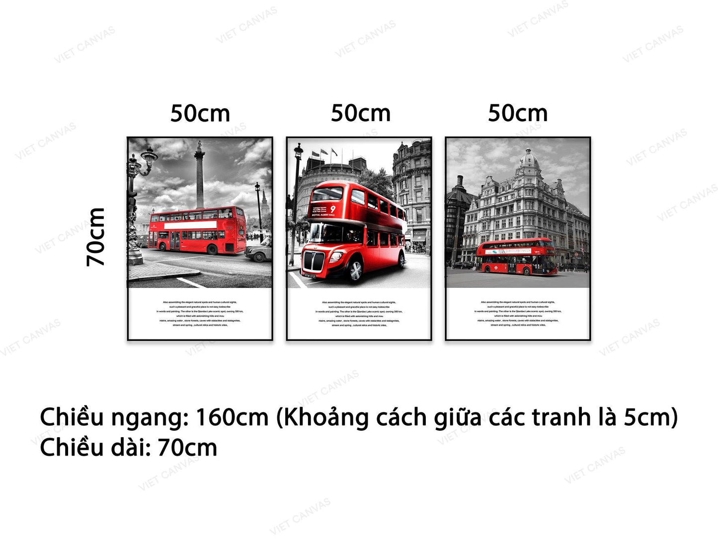 Bộ 3 Tranh Chiếc Xe Đỏ Giữa Phố - NT716