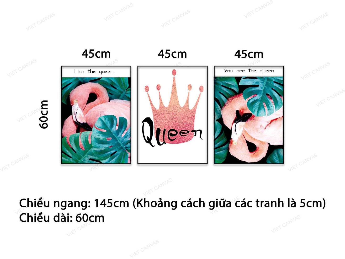 Bộ 3 Tranh Hồng Hạc Và Quotes Queen - NT821