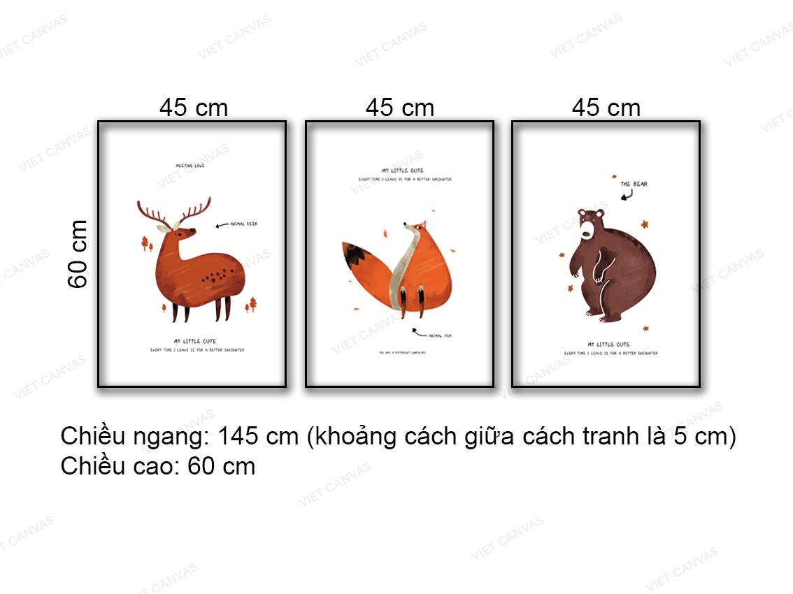 Bộ 3 Tranh Những Con Vật Đáng Yêu - NT774