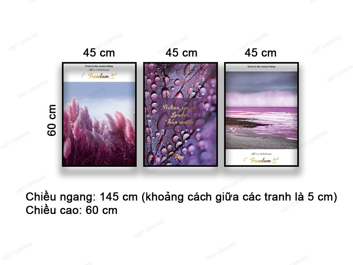 Bộ 3 Tranh Vườn Hoa, Giọt Nước Và Biển Cả - NT838