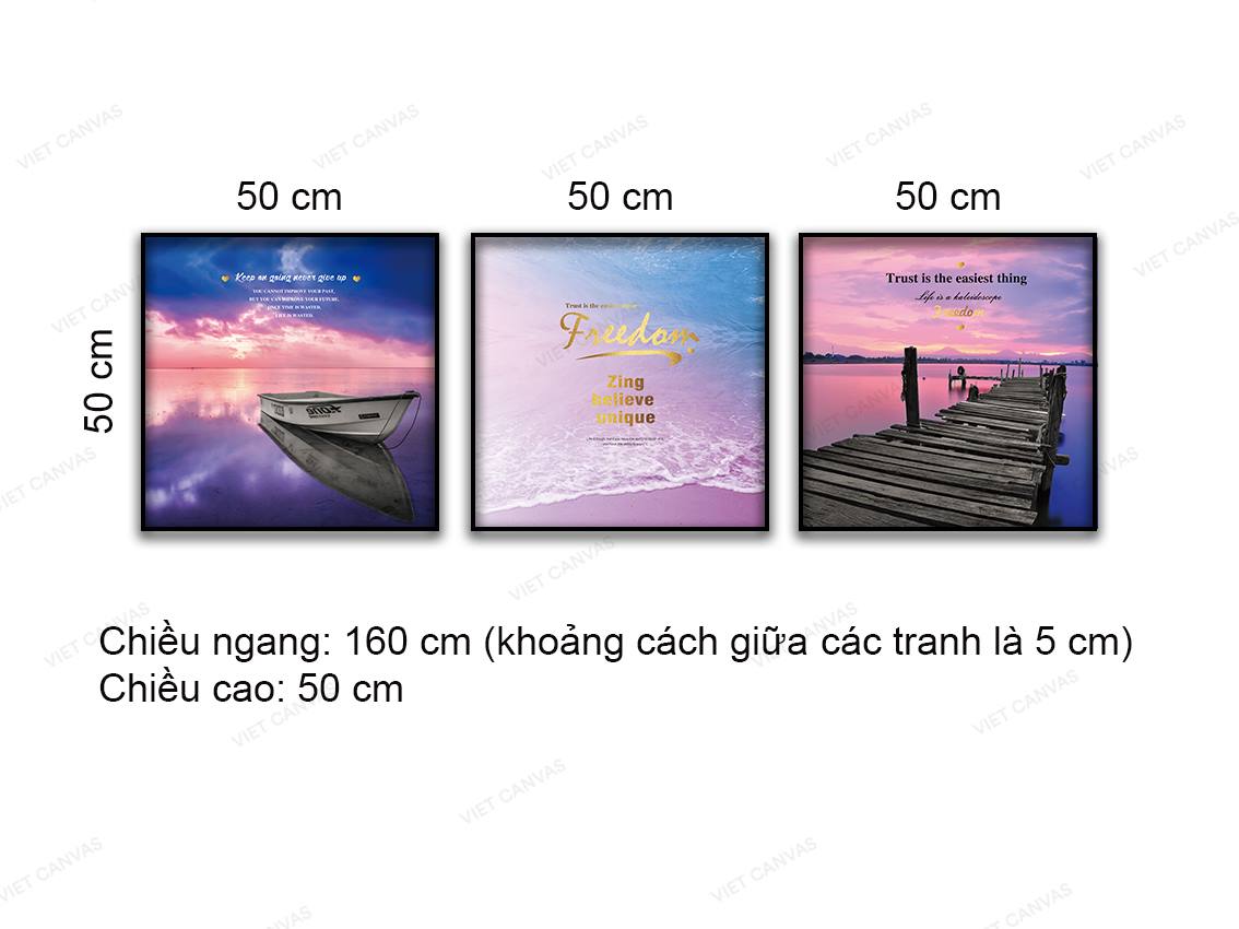 Bộ 3 Tranh Hoàng Hôn Tím - NT843
