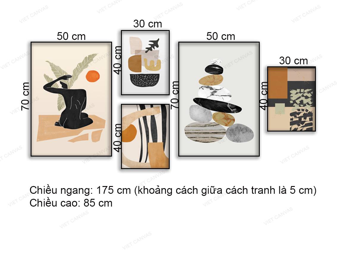 Bộ 5 Tranh Cảnh Vật Đơn Giản - NT784