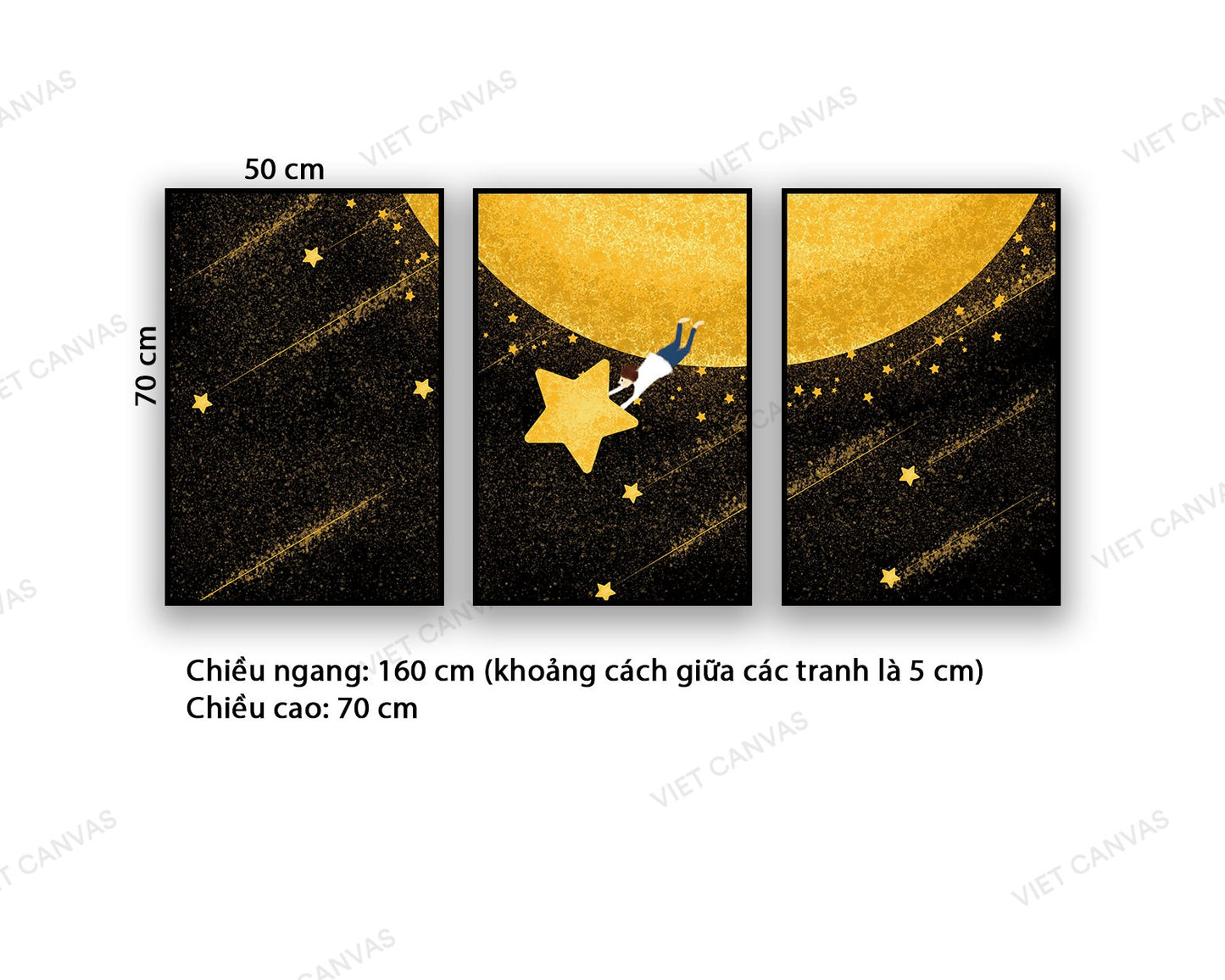 Bộ 3 Tranh Ngôi Sao Và Mặt Trăng - NT795