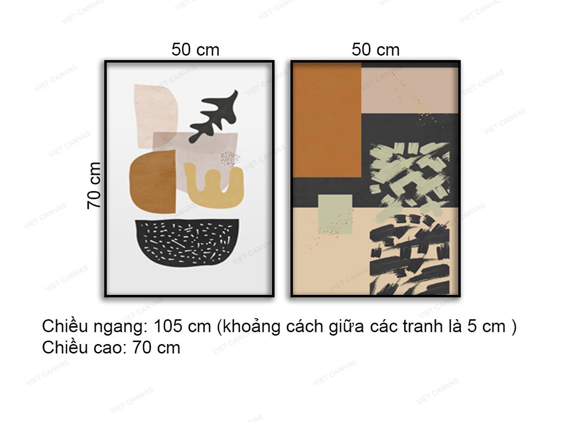 Bộ 2 Tranh Trừu Tượng Nâu Xám - NT764