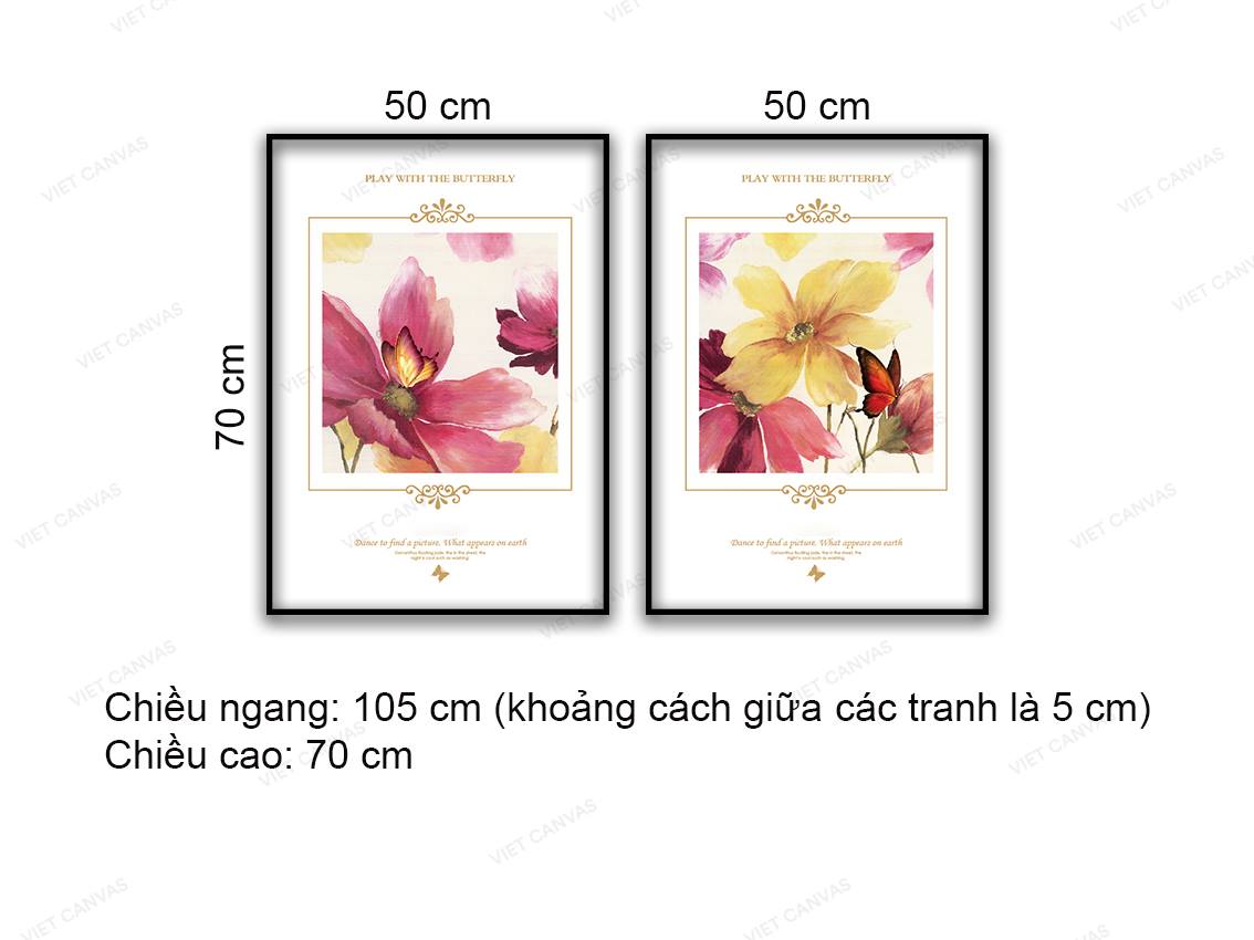 Bộ 2 Tranh Hoa Thơm Bướm Lượn - NT898