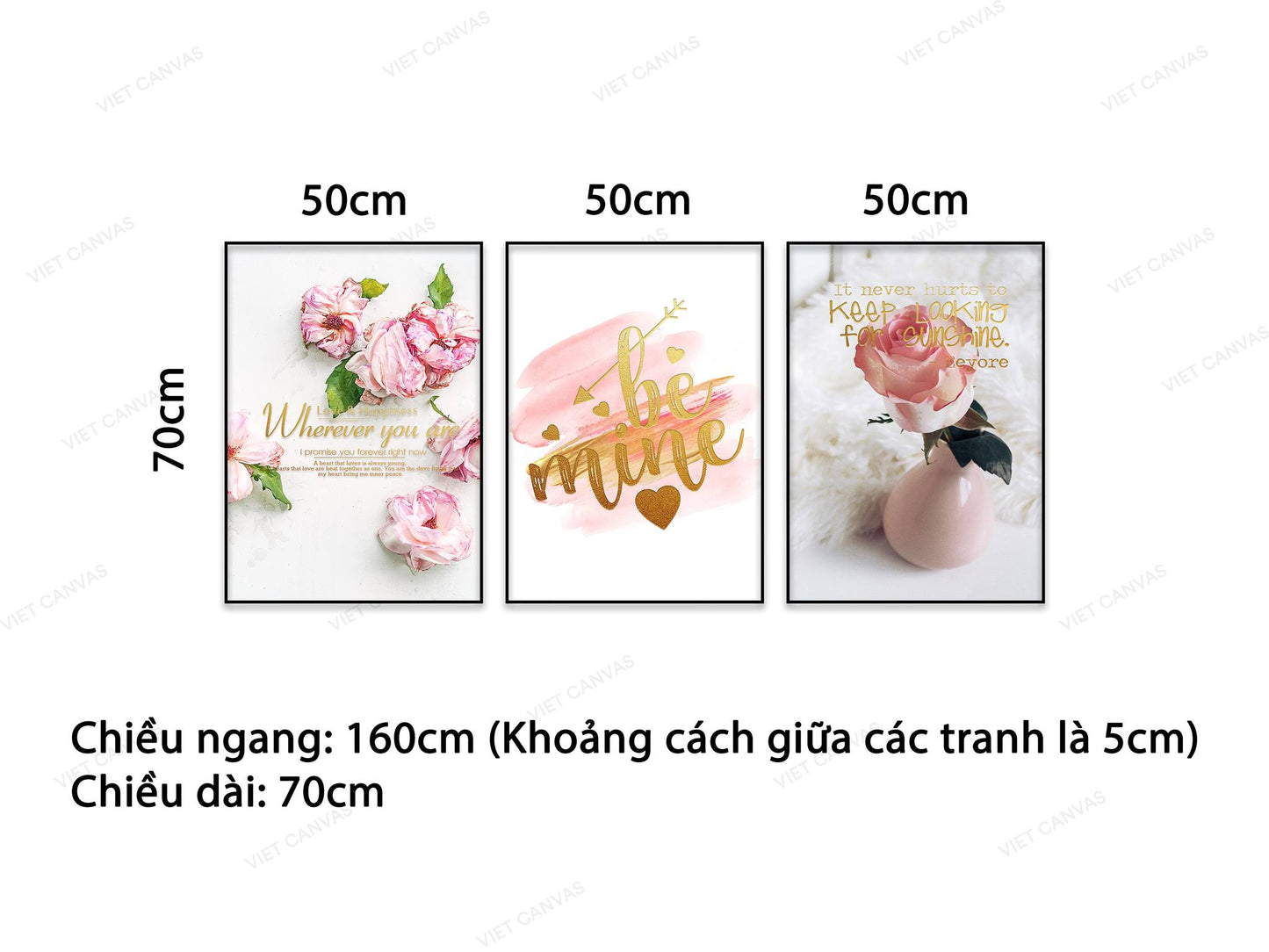 Bộ 3 Tranh Hoa Lá Và Quotes - NT936