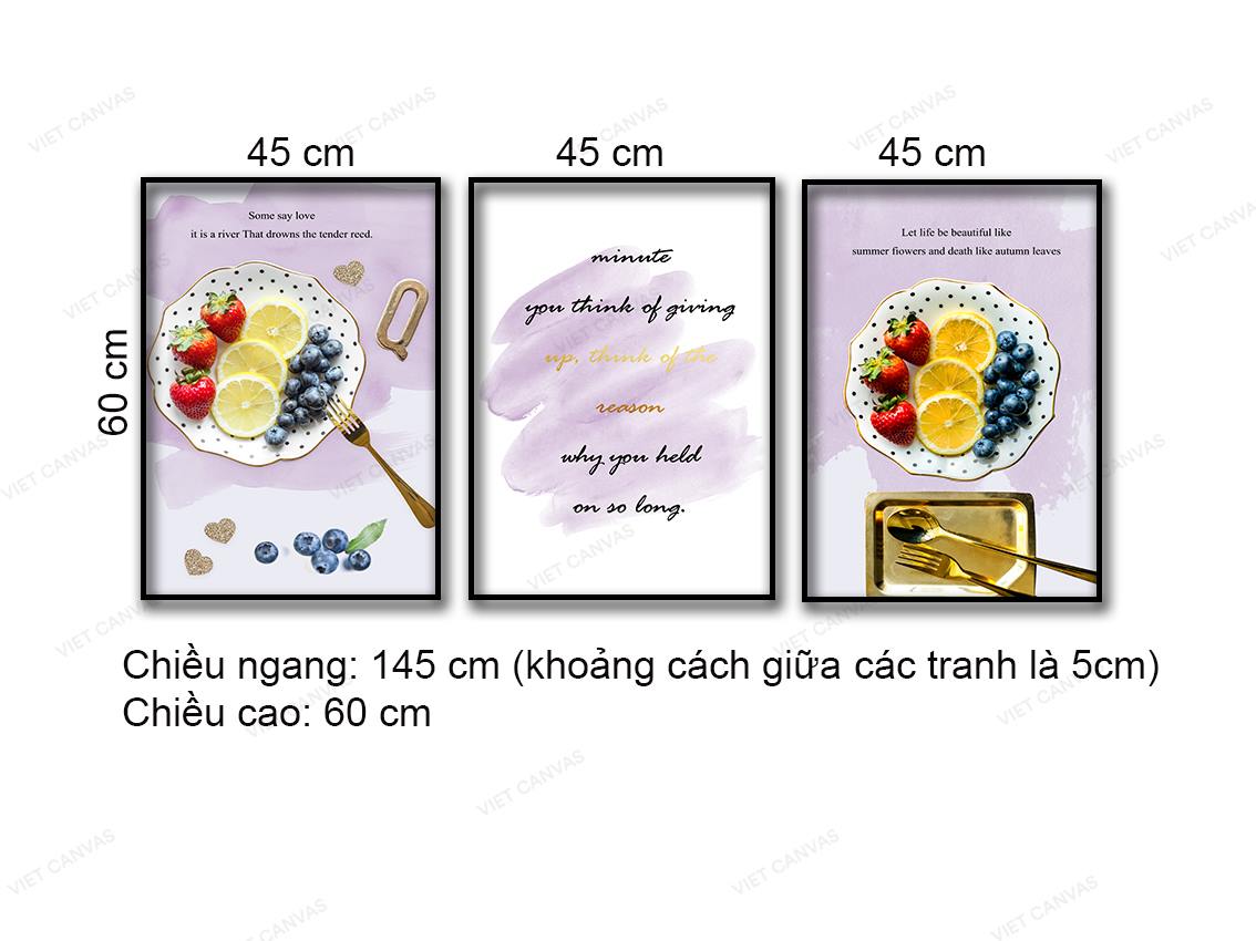 Bộ 3 Tranh Đĩa Trái Cây Và Quotes - NT967