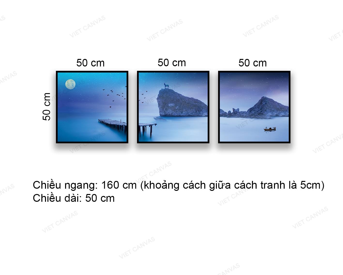 Bộ 3 Tranh Cảnh Biển Về Đêm - NT988