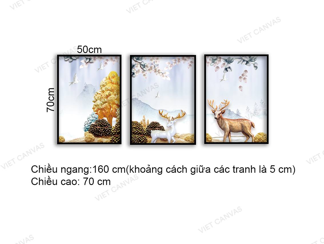 Bộ 3 Tranh Hươu Trong Khu Rừng - NT980