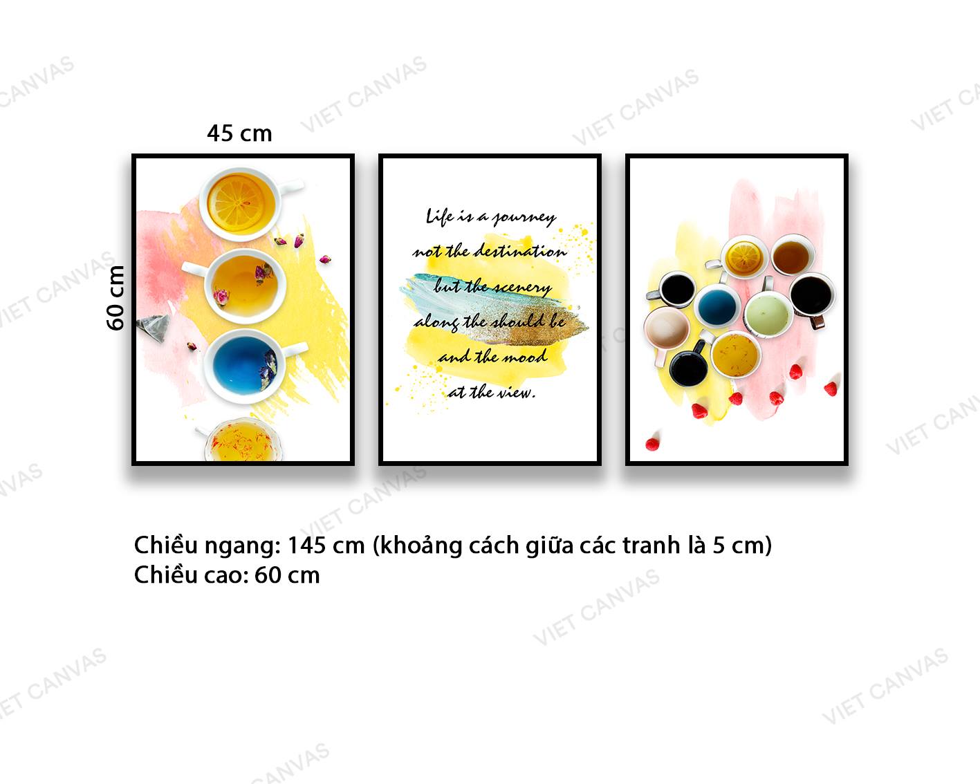 Bộ 3 Tranh Tách Trà Và Quotes - NT964