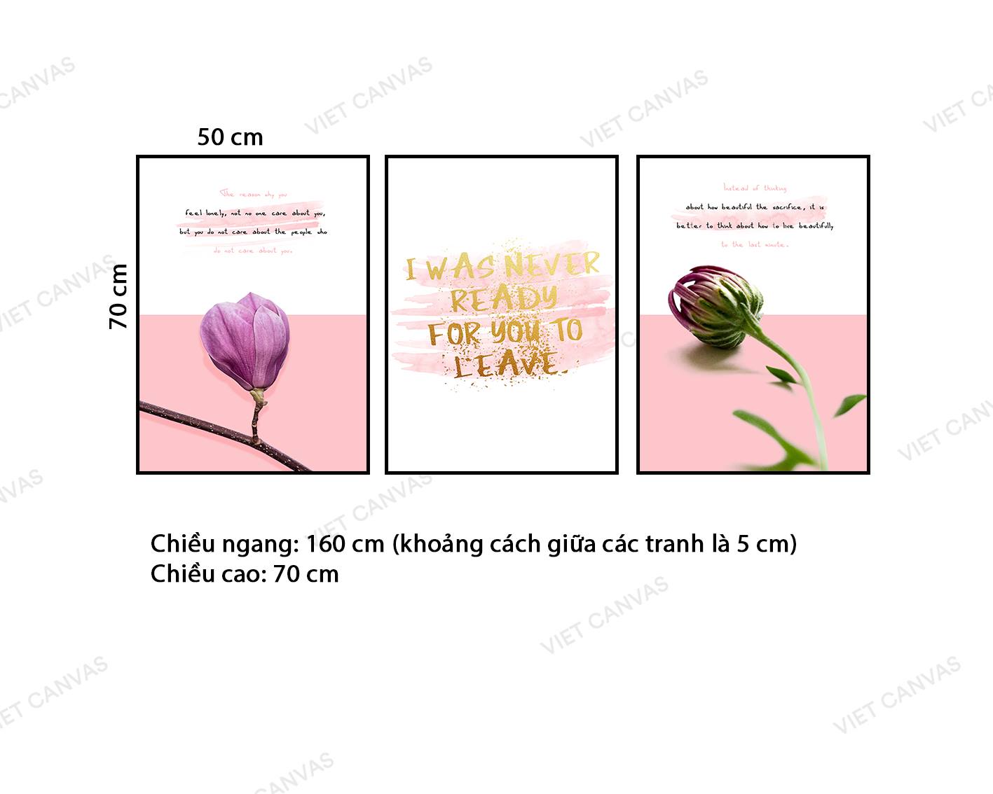 Bộ 3 Tranh Hoa Tím Mộng Mơ Và Quotes I Was Never Ready For You To Leave - NT957