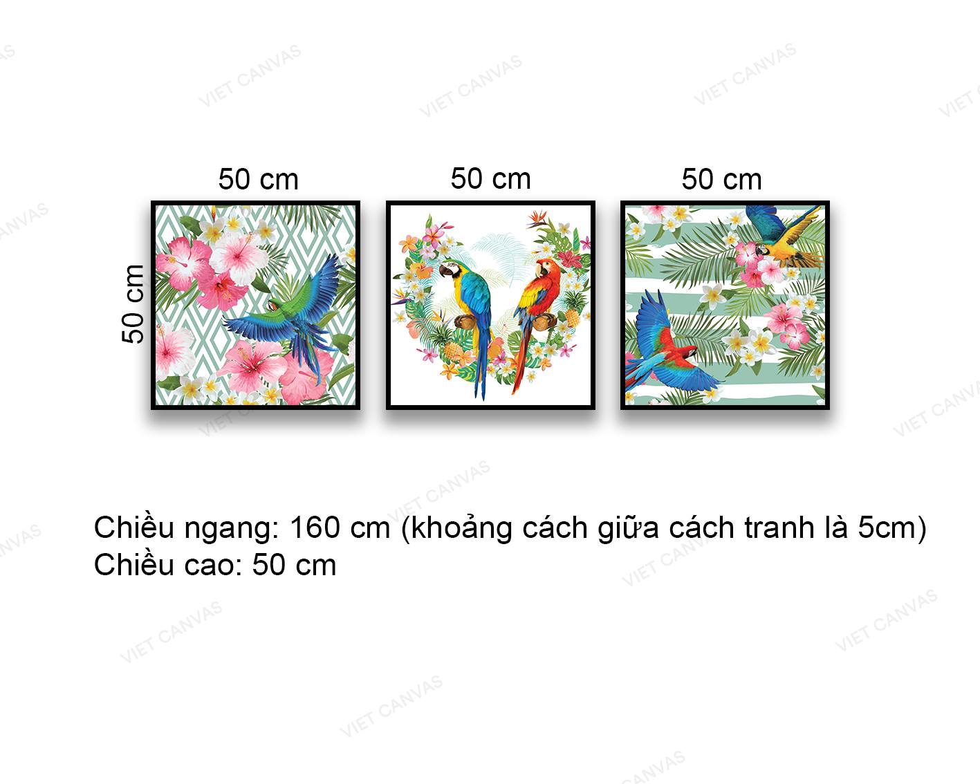 Bộ 3 Tranh Chim Và Hoa - NT908