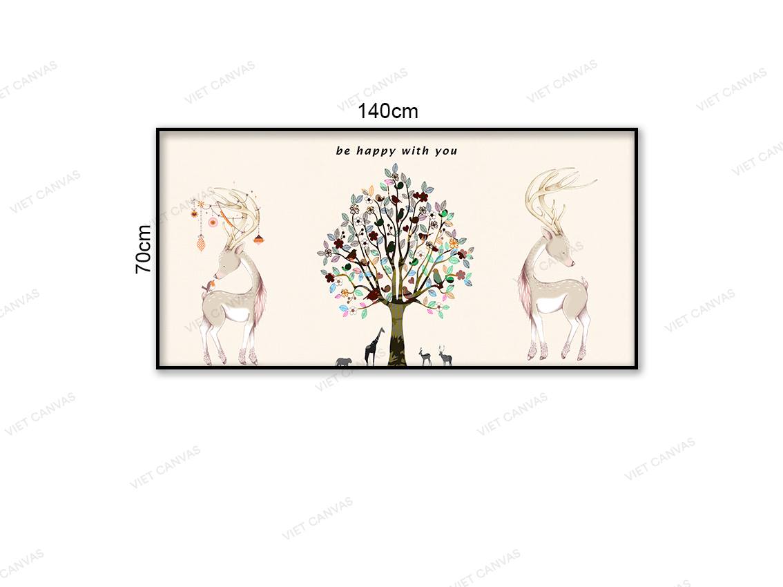 Tranh Hai Chú Hươu Nhỏ Bên Cành Cây - NT983