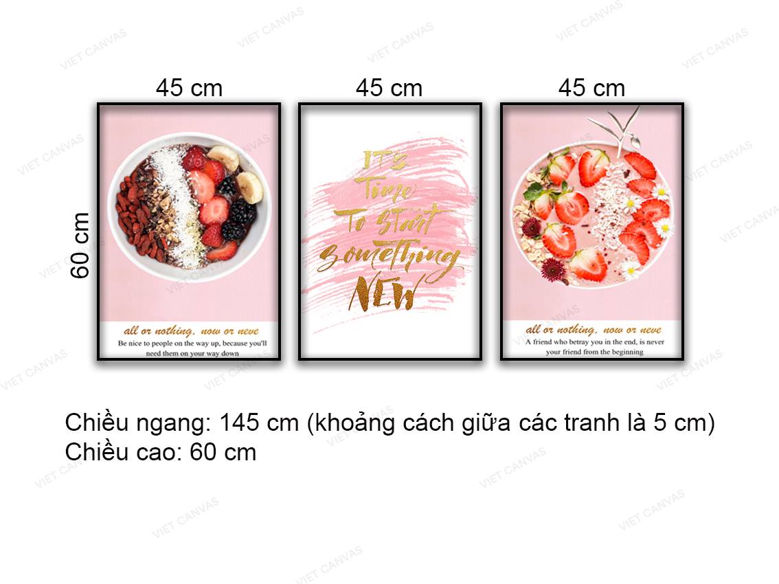 Bộ 3 Tranh Thức Ăn Lành Mạnh Và Quotes - NT947