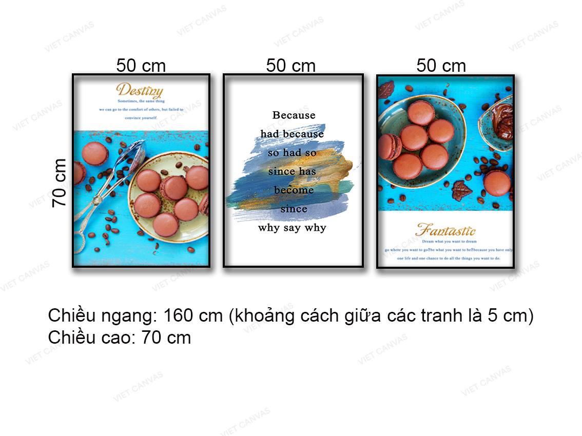 Bộ 3 Tranh Những Chiếc Bánh Ngọt Và Quotes - NT952