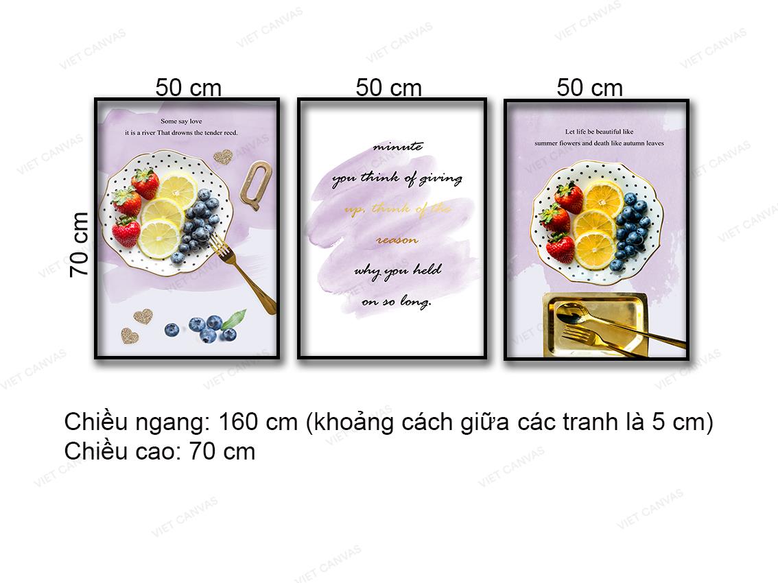 Bộ 3 Tranh Đĩa Trái Cây Và Quotes - NT967