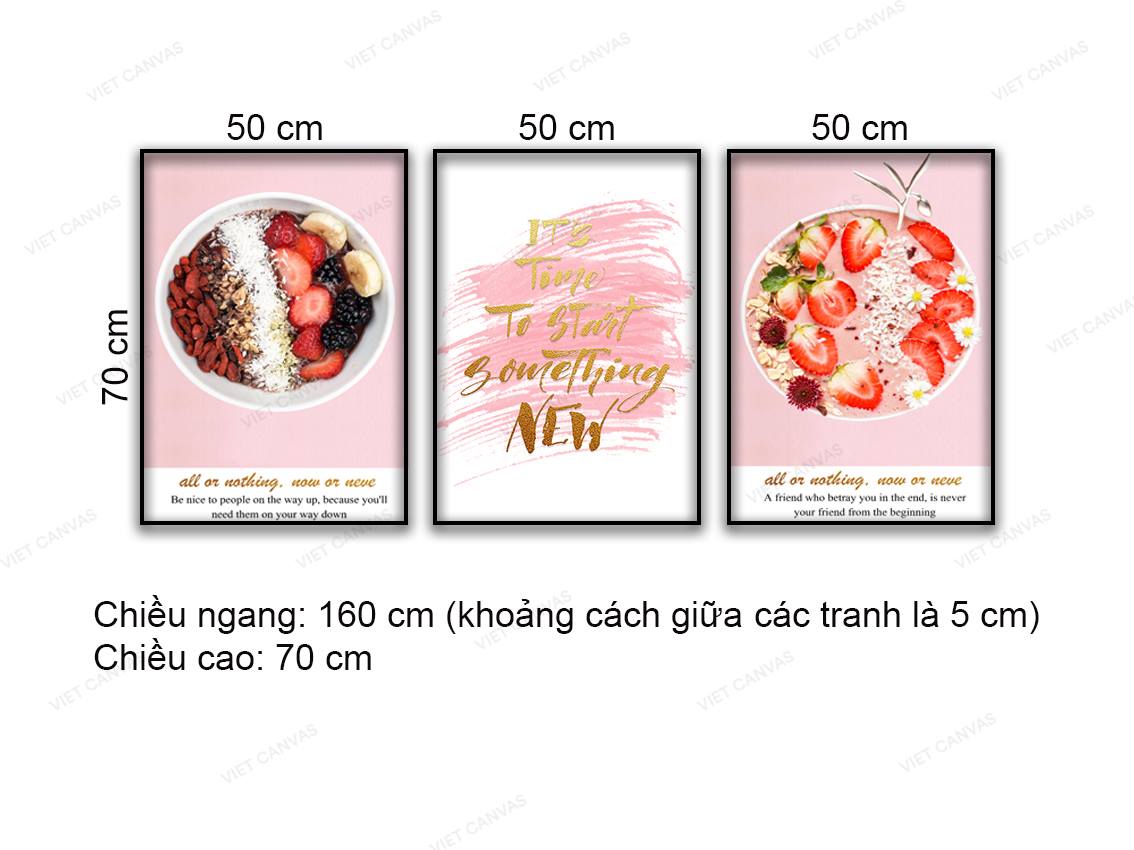 Bộ 3 Tranh Thức Ăn Lành Mạnh Và Quotes - NT947