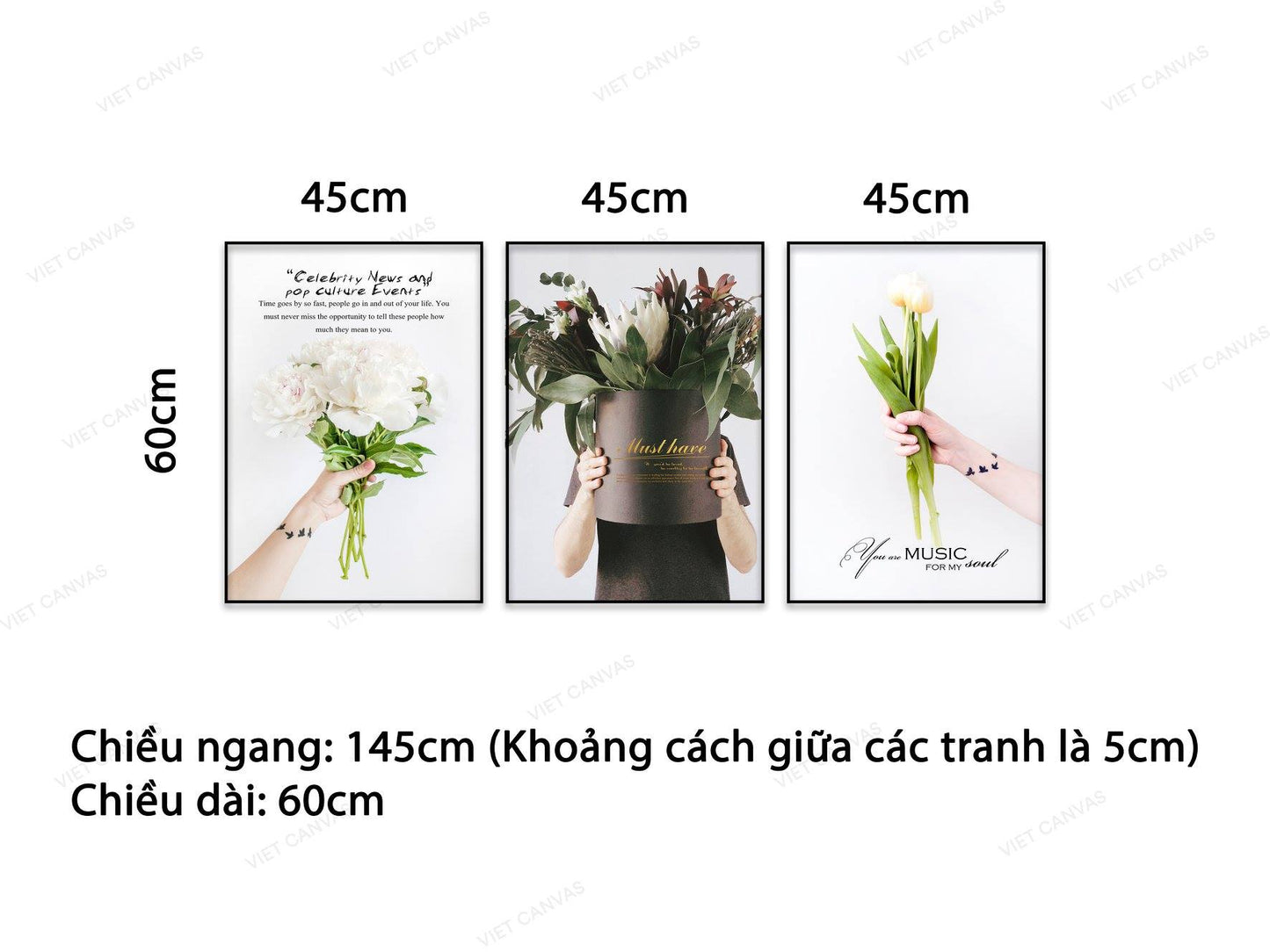Bộ 3 Tranh Bó Hoa Yêu Thương - NT937