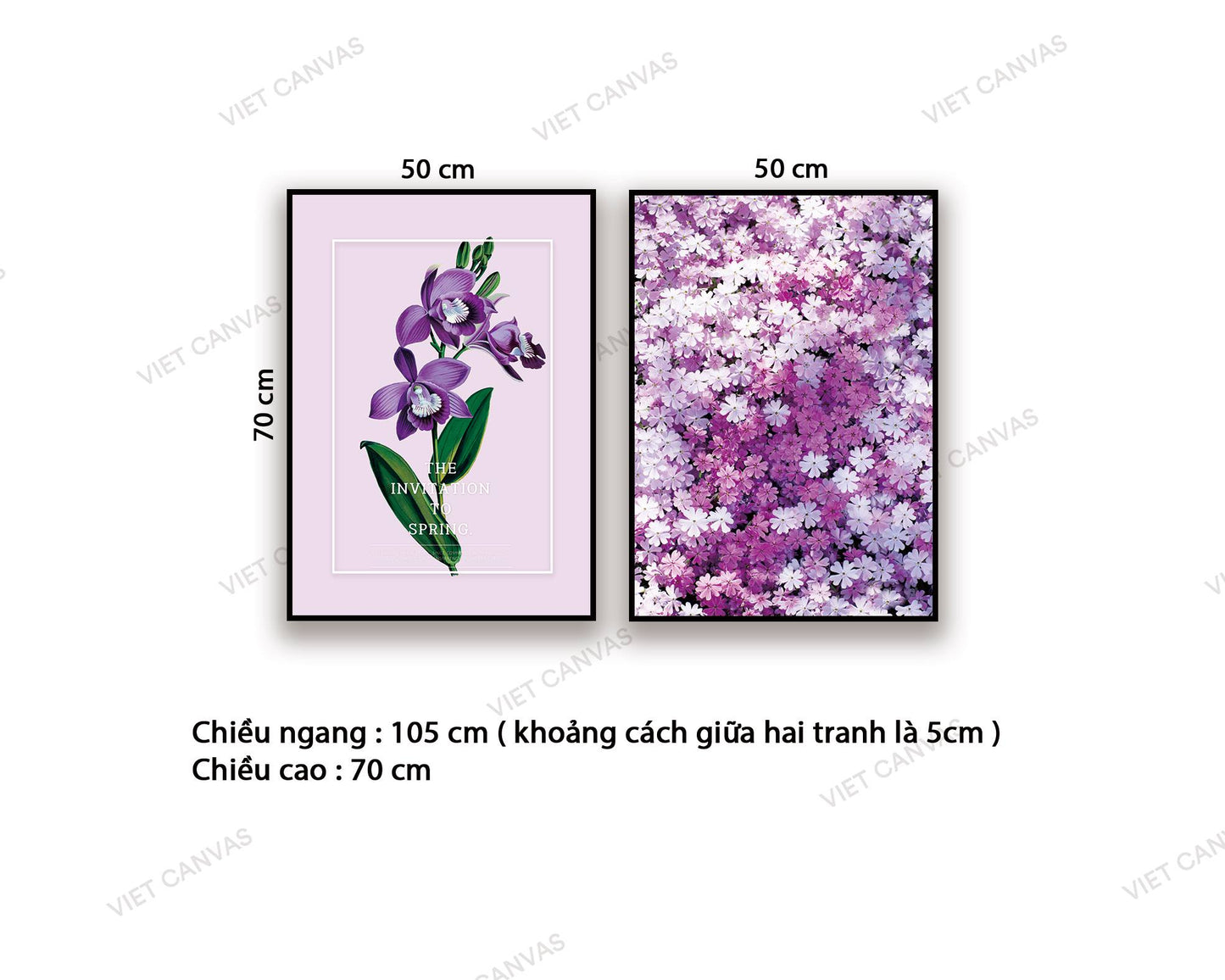 Bộ 2 Tranh Hoa Tím Mộng Mơ - NT991