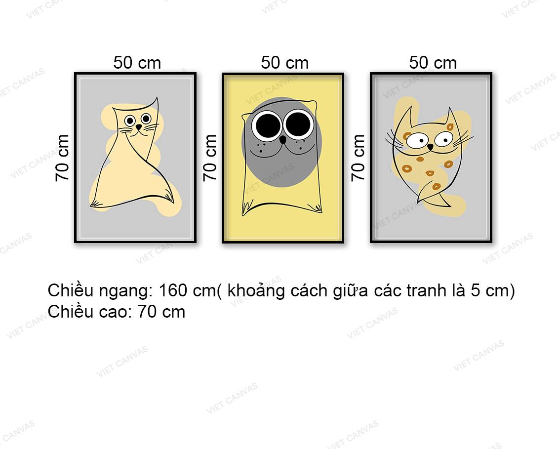Bộ 3 Tranh Những Chú Mèo Tinh Nghịch - NT977
