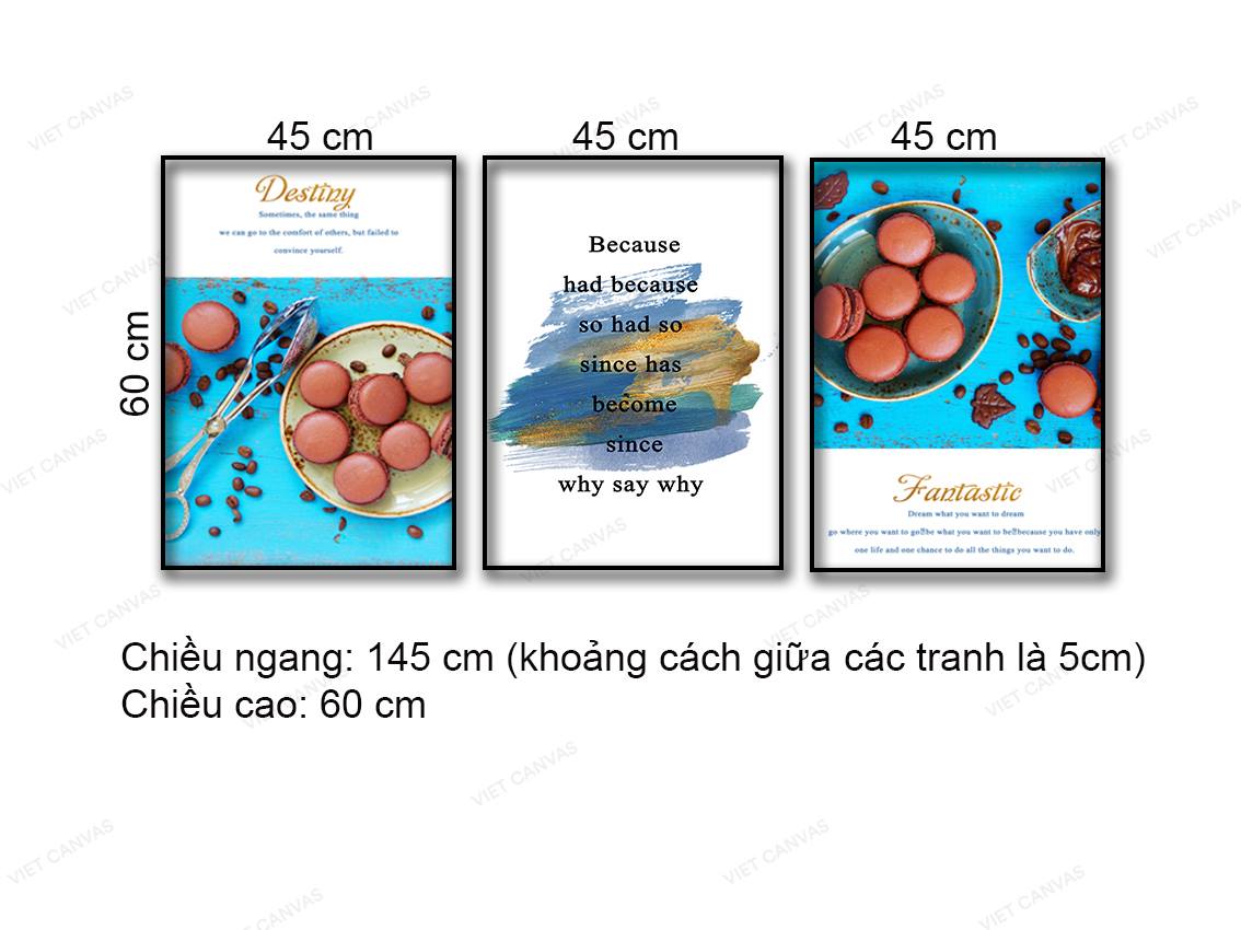 Bộ 3 Tranh Những Chiếc Bánh Ngọt Và Quotes - NT952