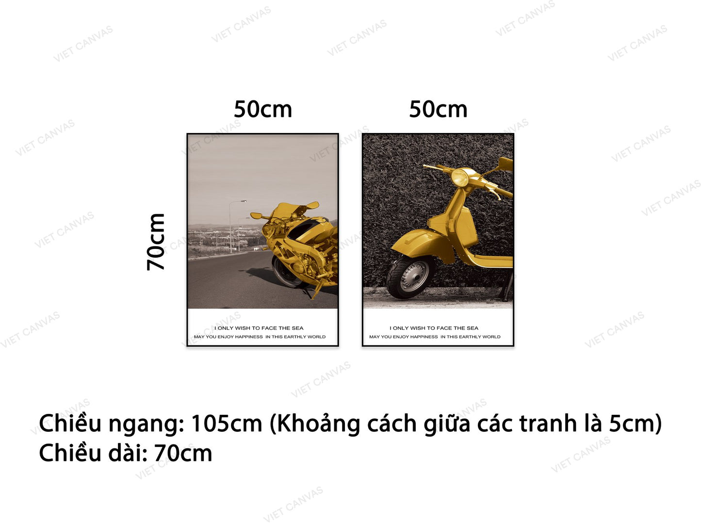 Bộ 2 Tranh Chiếc Xe Cổ Màu Vàng - NT940