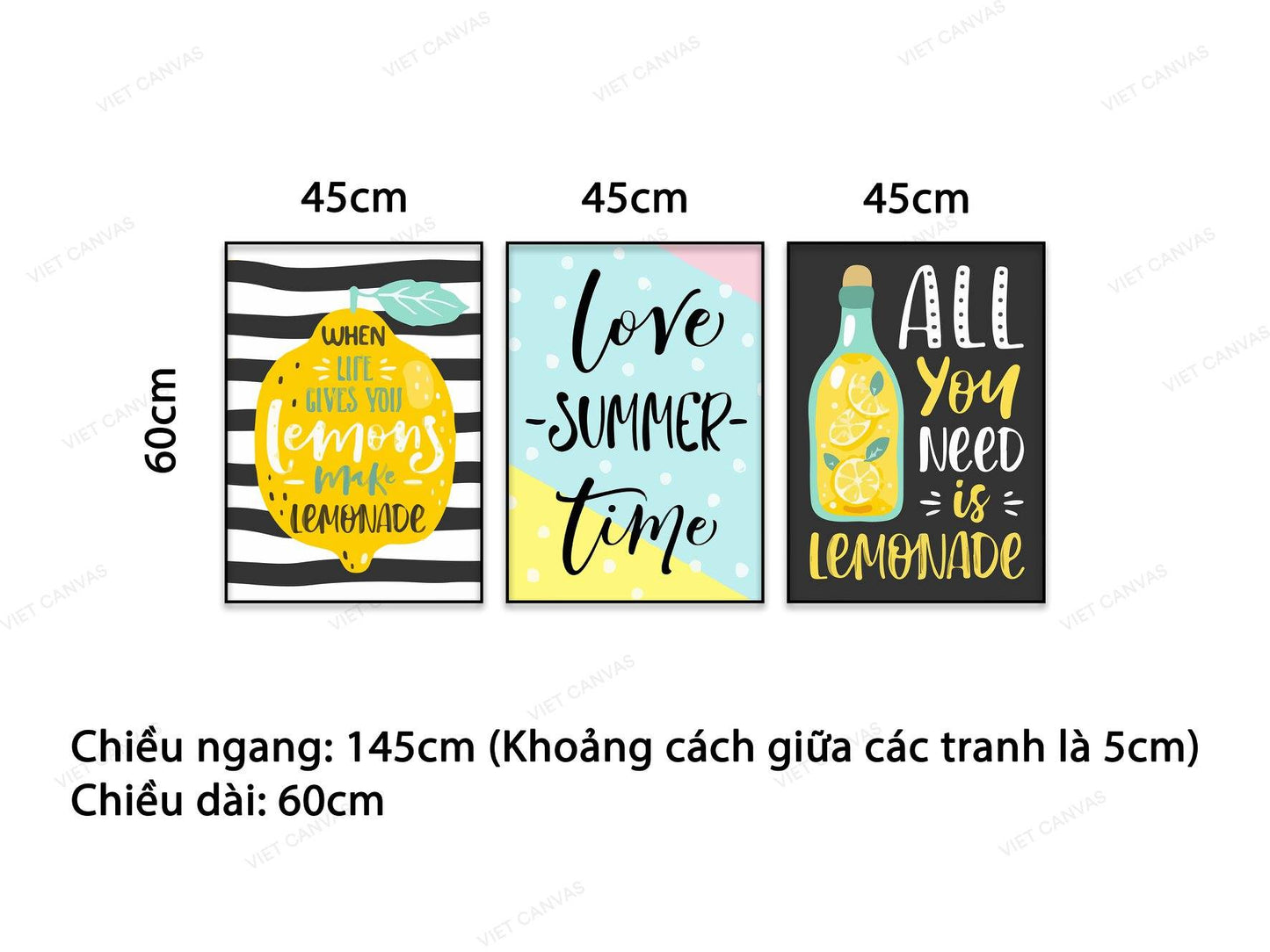 Bộ 3 Tranh Chanh Vàng Và Quotes - NT889