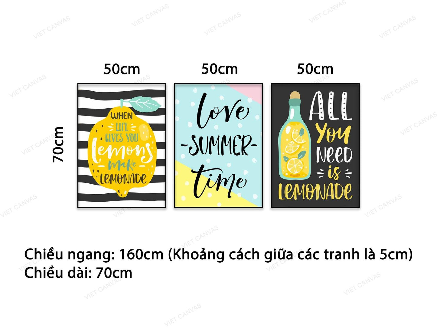 Bộ 3 Tranh Chanh Vàng Và Quotes - NT889