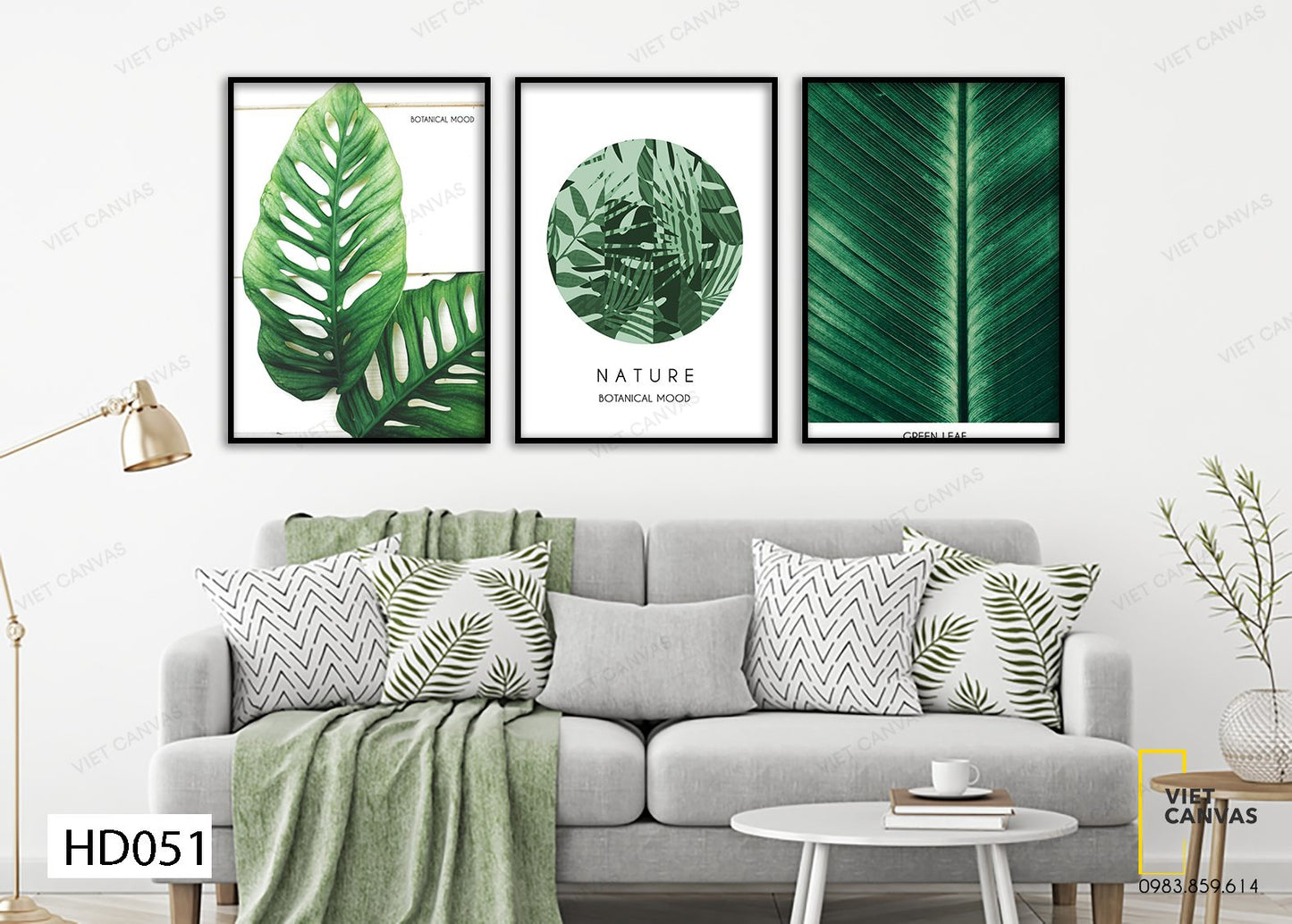 Bộ 3 Tranh Lá Cây Xanh - HD051