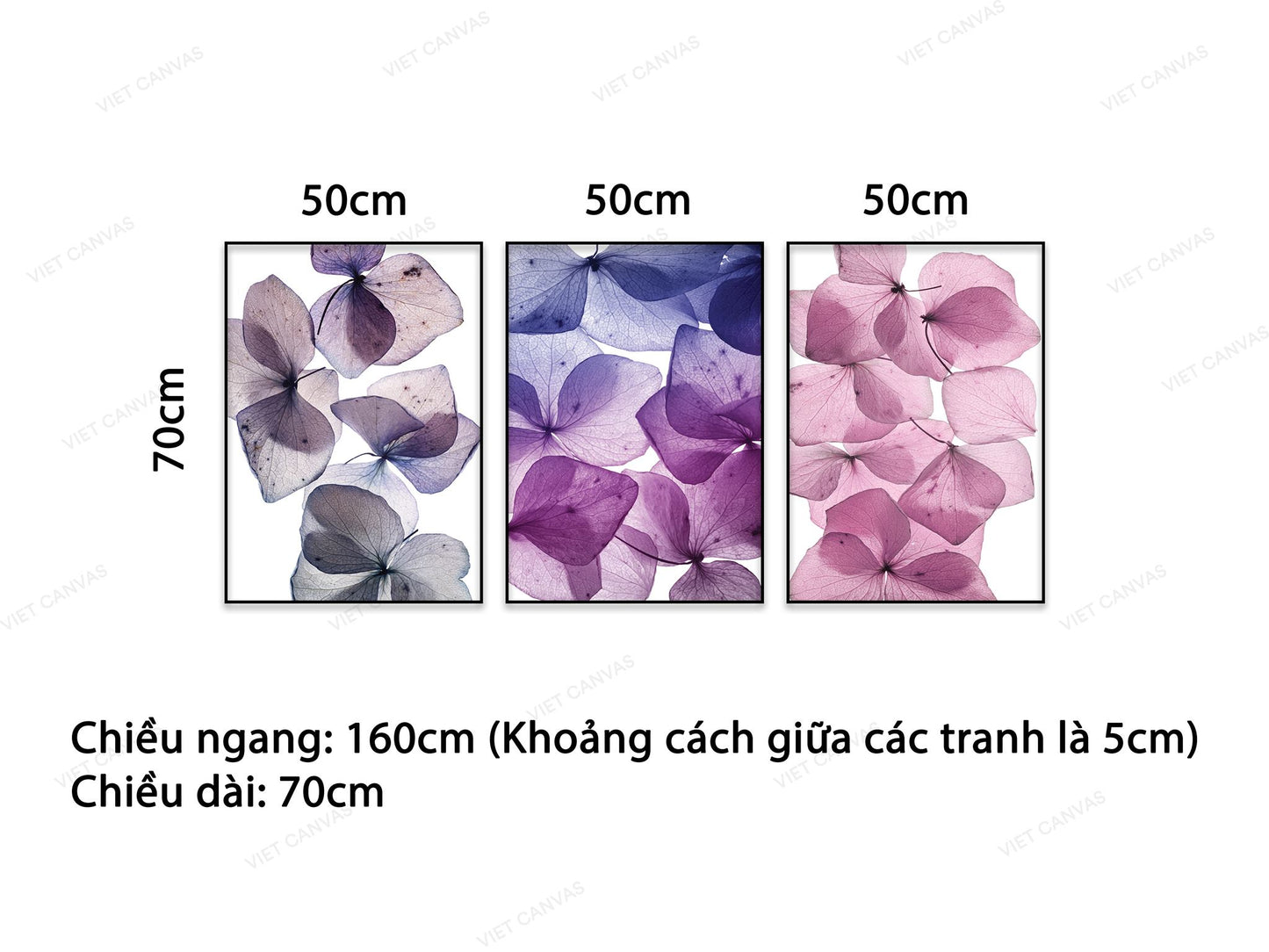 Bộ 3 Tranh Hoa Tím - HD072