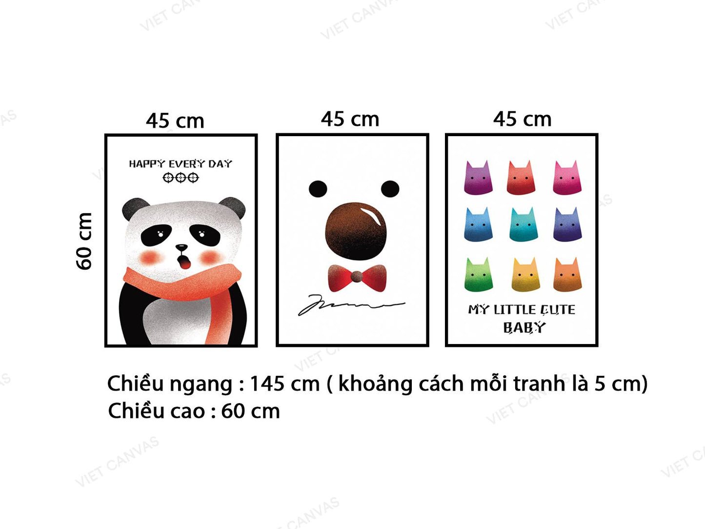 Bộ 3 Tranh Chú Gấu Dễ Thương - VB278