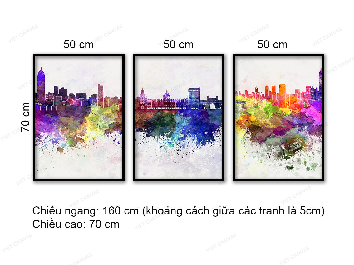 Bộ 3 Tranh Màu Sắc Thành Phố Hiện Đại - HD054