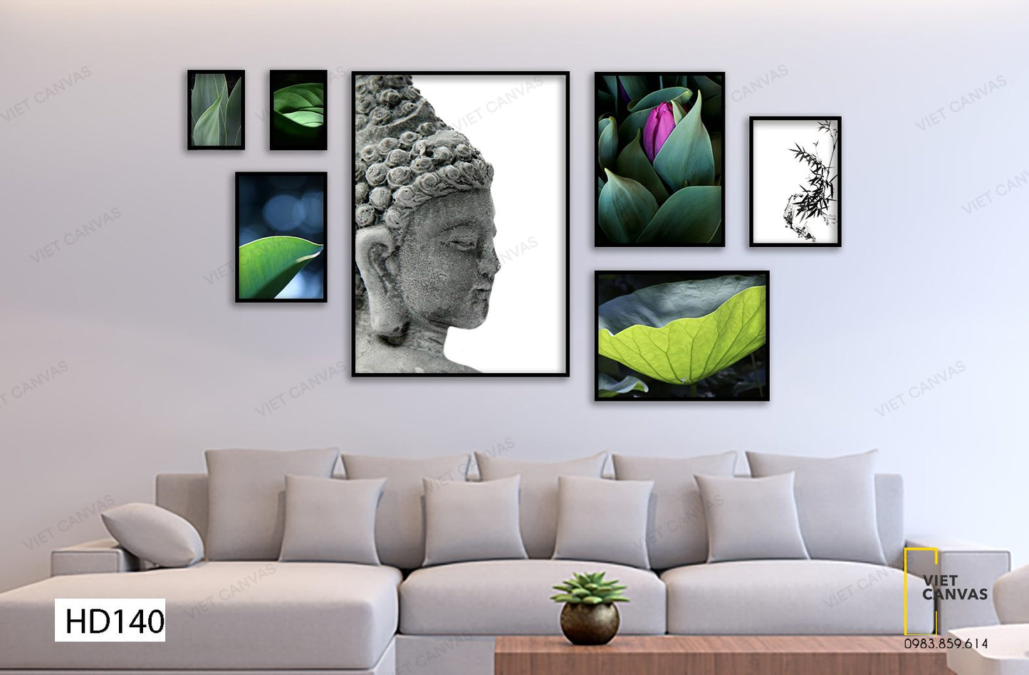 Bộ 7 Tranh Phật Cùng Sen - HD140
