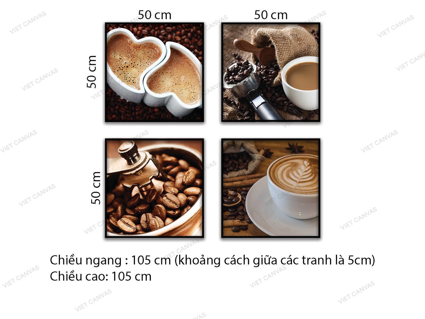 Bộ 4 Tranh Canvas Cà Phê Espresso - HD143