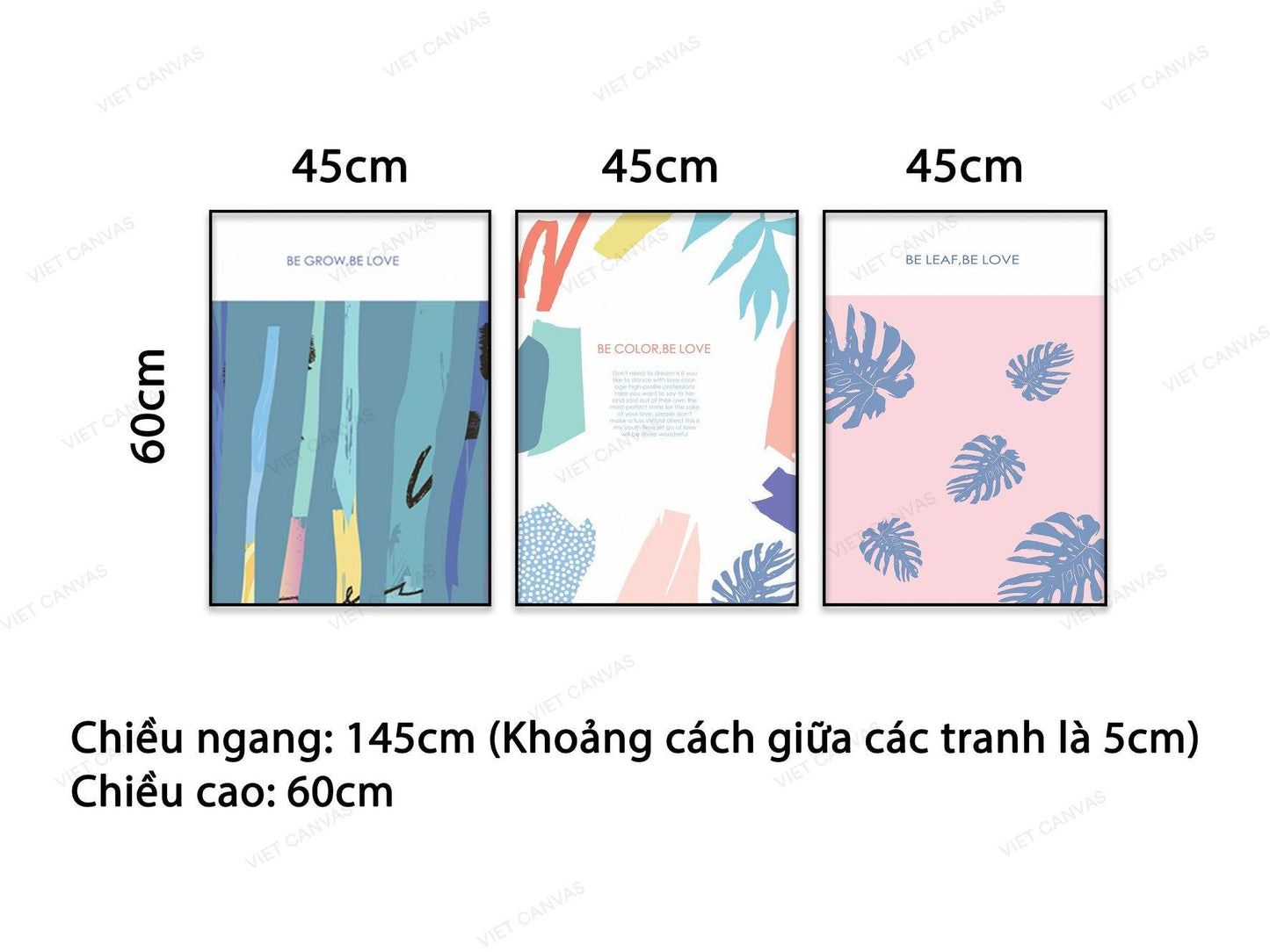 Bộ 3 Tranh Trừu Tượng Nhiều Màu Sắc Và Quotes - VB418