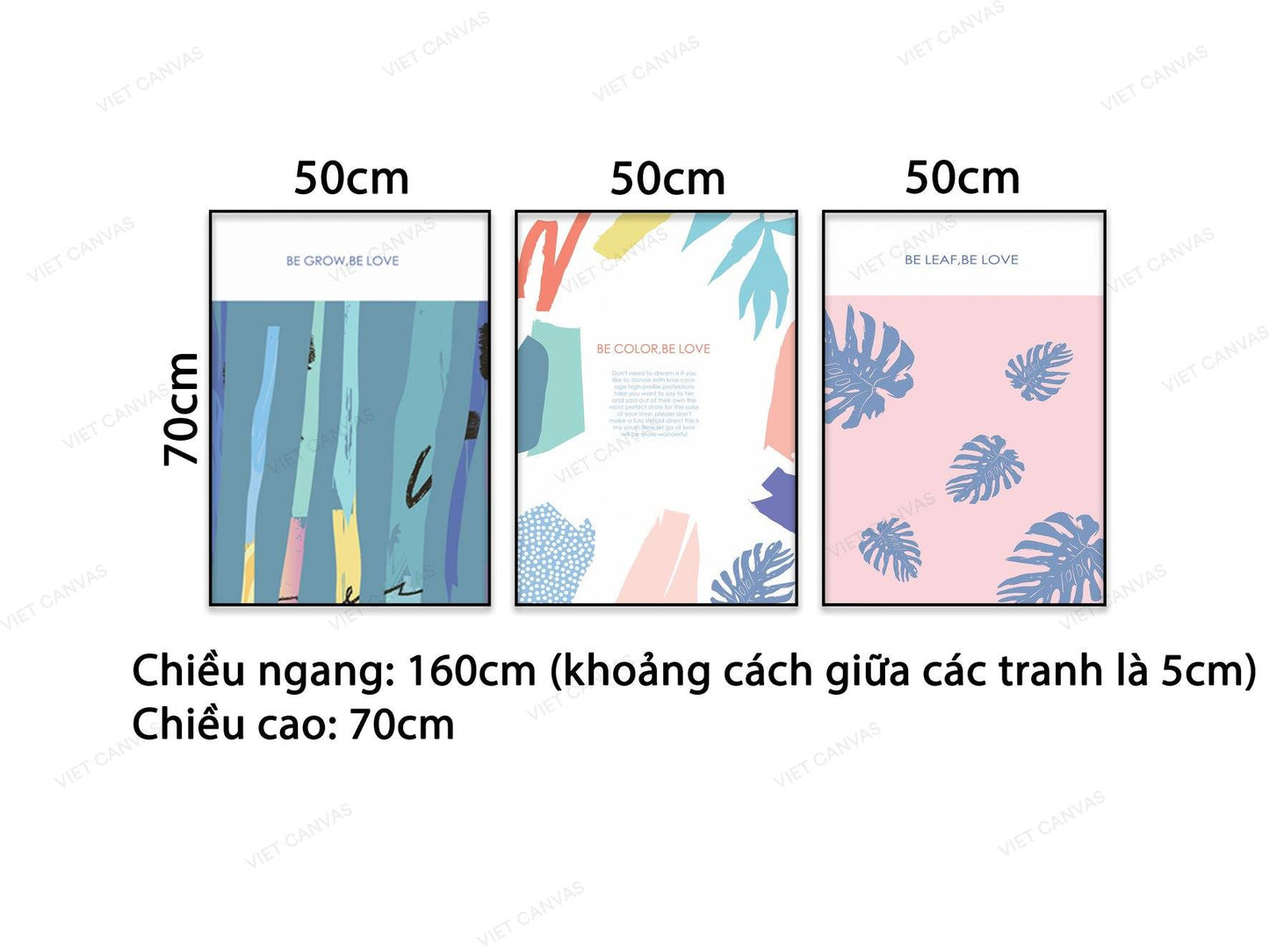 Bộ 3 Tranh Trừu Tượng Nhiều Màu Sắc Và Quotes - VB418