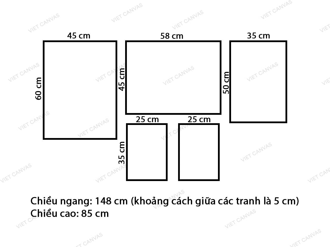 Bộ 5 Tranh Biển, Chim Hải Âu Và Dừa - VQ191