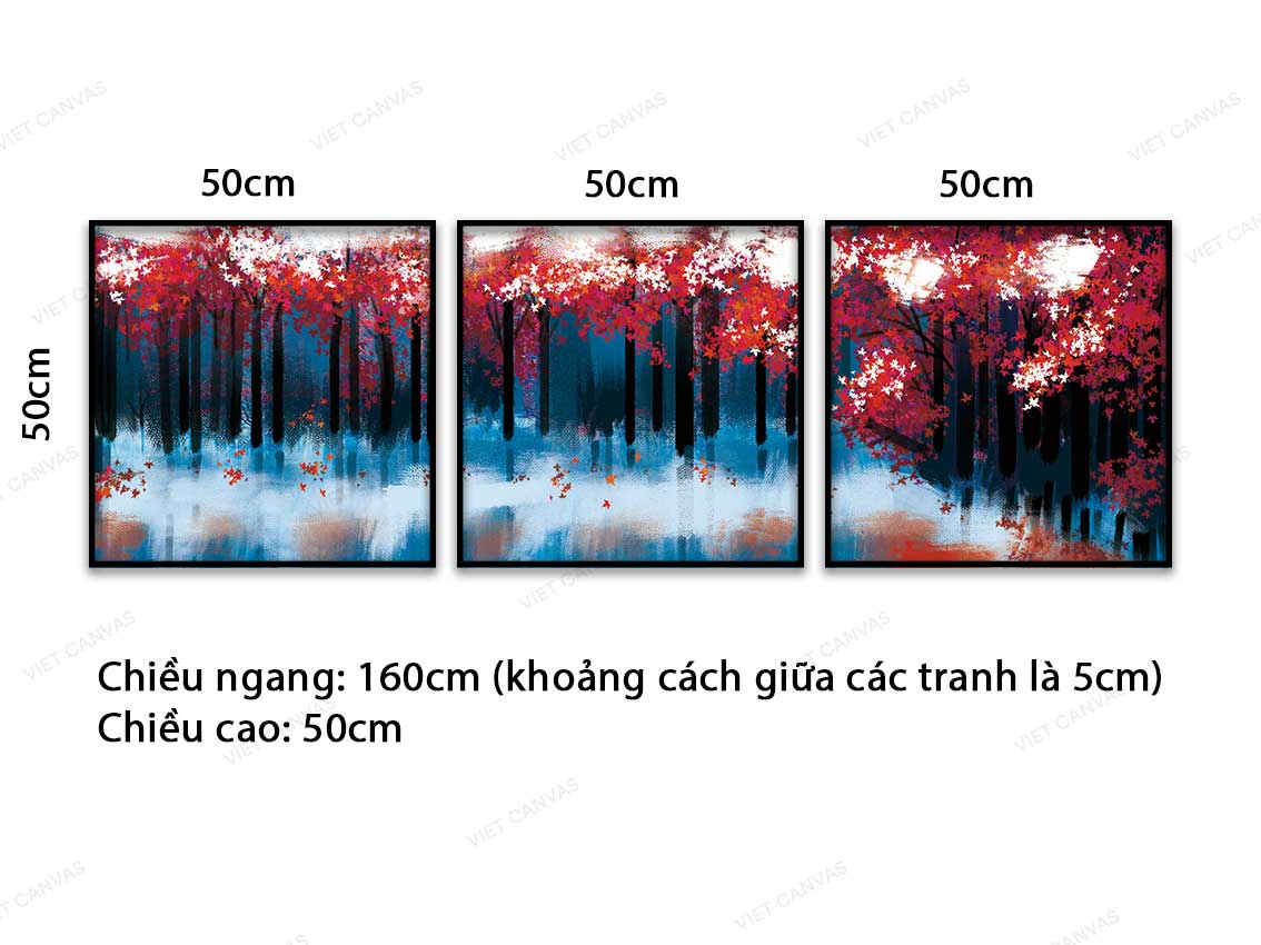 Bộ 3 Tranh Rừng Lá Phong Đỏ - VC044