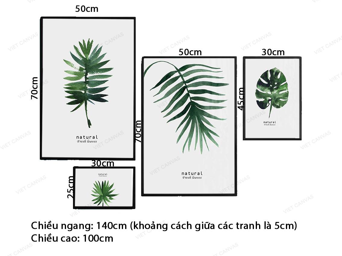 Bộ 4 Tranh Lá Cây Tươi Mát - VZ205.2