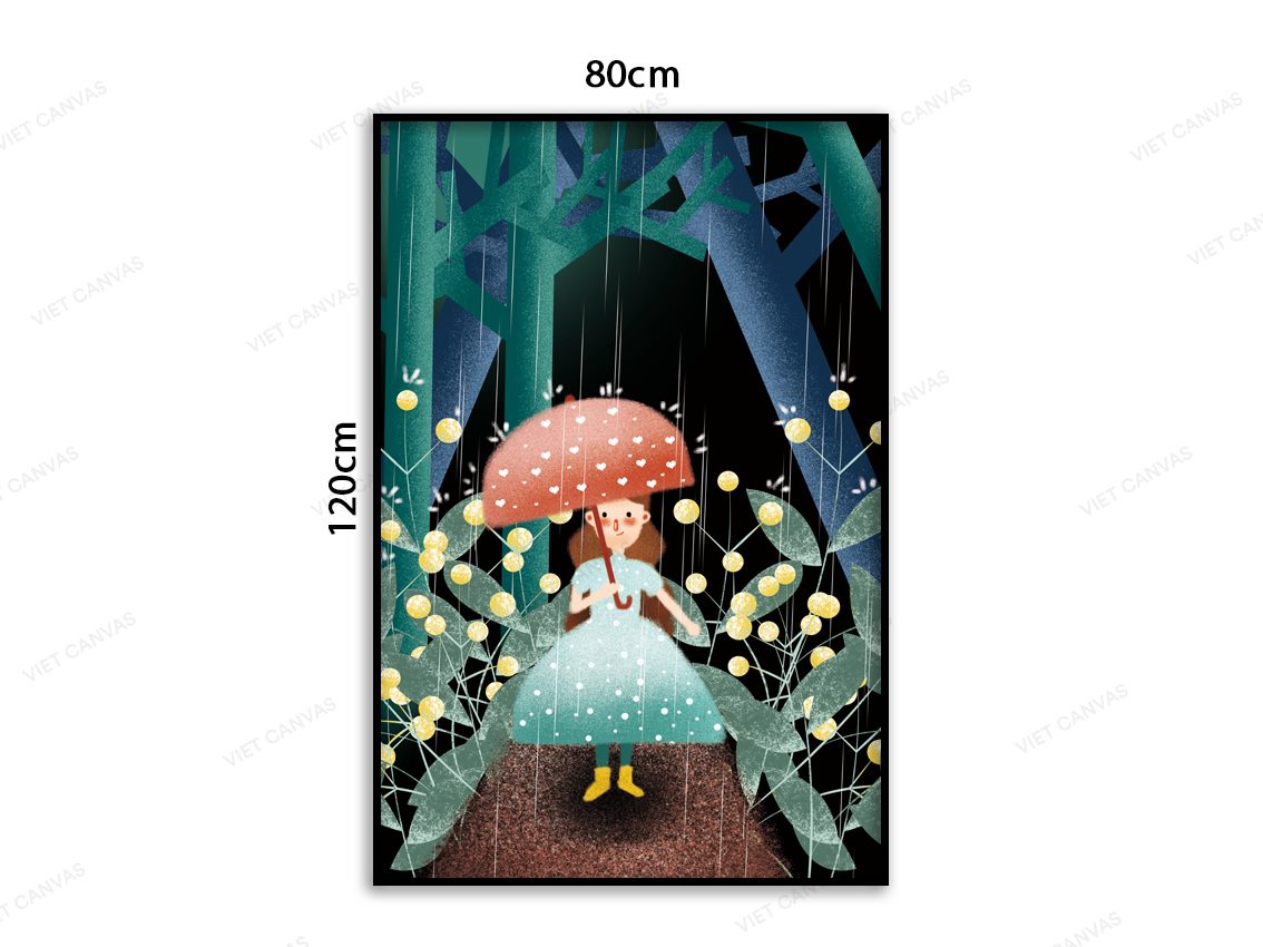 Tranh Cô Gái Bước Đi Trong Mưa - VC021