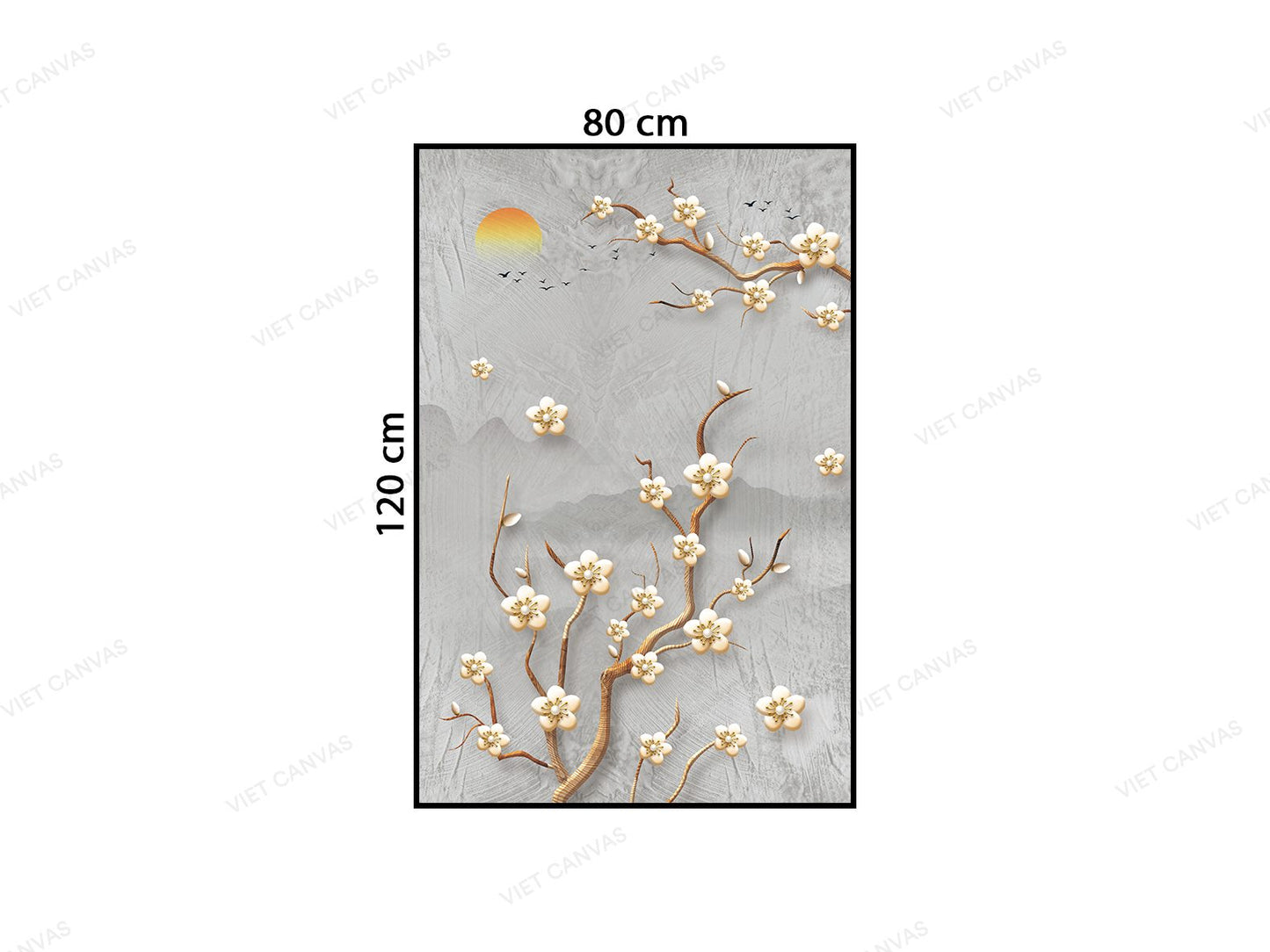 Tranh Cành Mai Vàng Trên Sườn Núi Chiều Tà - VB617