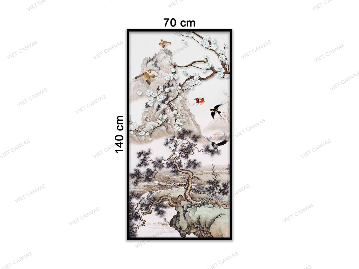 Tranh Đàn Chim Và Cành Hoa Trắng - VC480