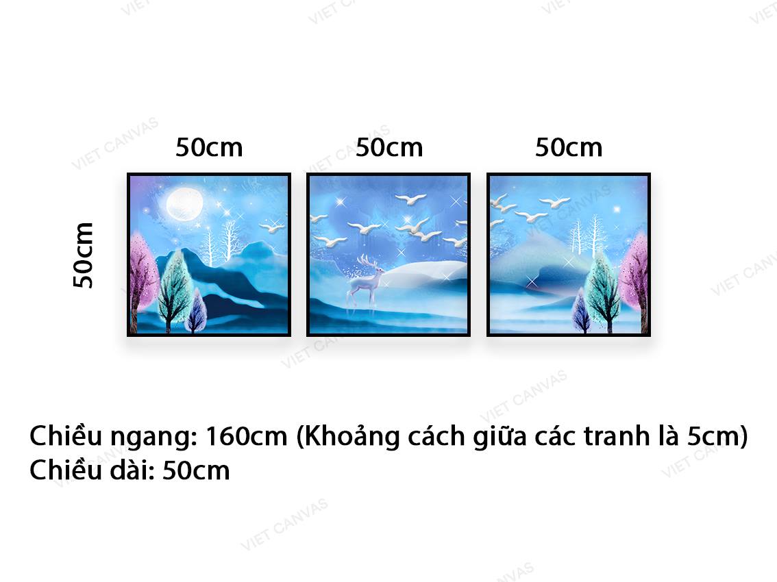 Bộ 3 Tranh Trăng Rọi Màn Đêm Băng Giá - VC040