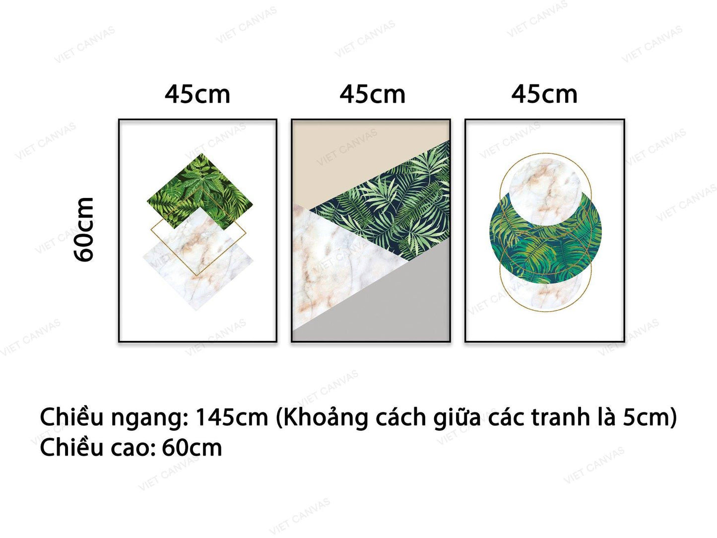 Bộ 3 Tranh Màu Xanh Của Dương Xỉ - VB124