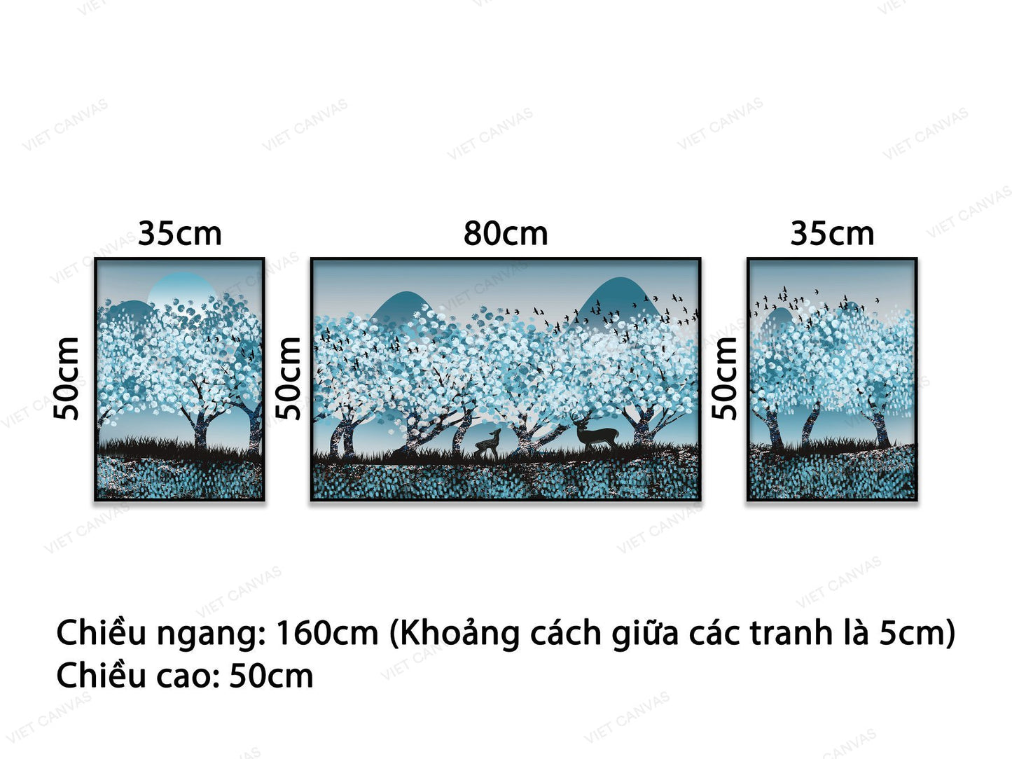 Bộ 3 Tranh Hươu Con Giữa Rừng Cây - VB952