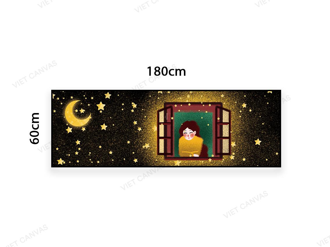 Tranh Cô Bé Ngắm Trăng Và Đếm Sao - VB984