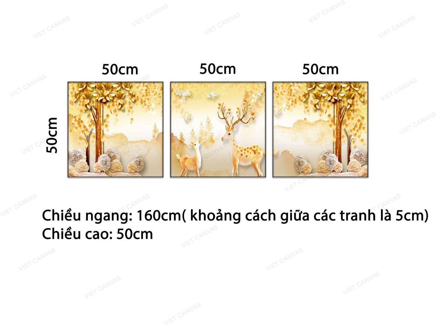 Bộ 3 Tranh Hai Chú Hươu Ngơ Ngác Giữa Rừng Cây - VC128