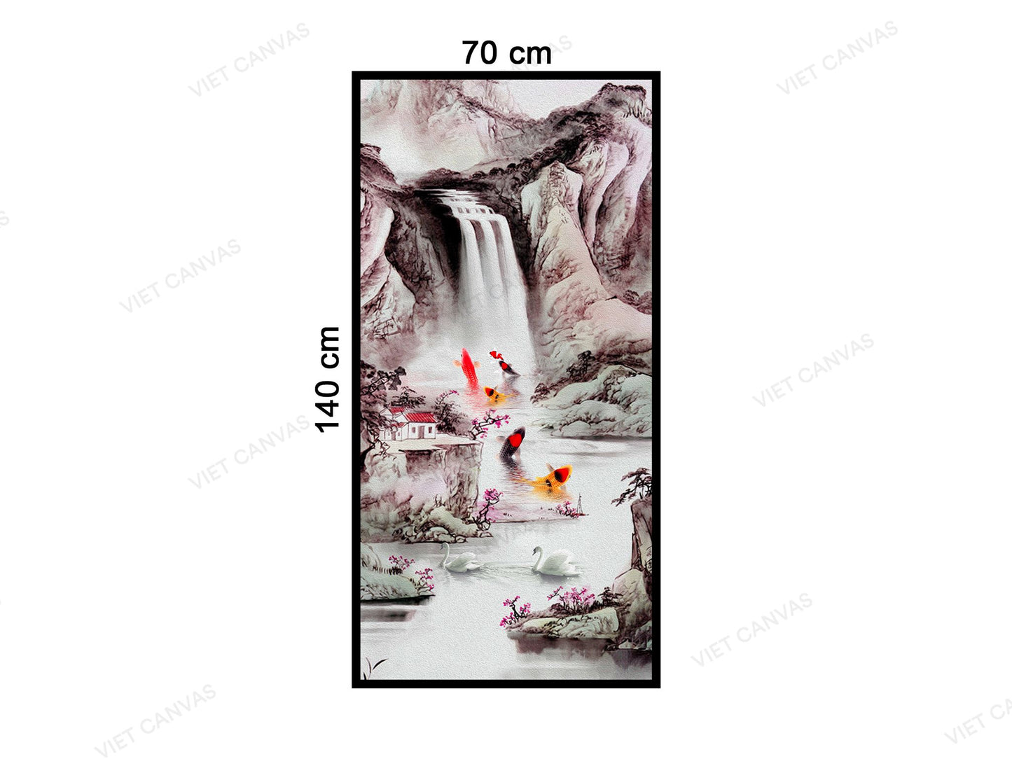 Tranh Đàn Cá Vui Đùa Cùng Dòng Thác - VC269
