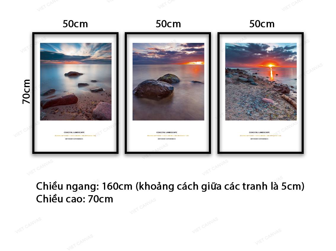 Bộ 3 Tranh Biển Và Hoàng Hôn - VB999